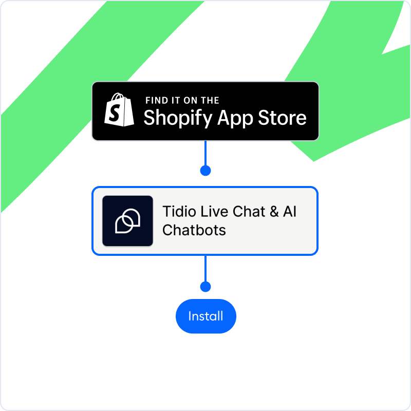 Open Tidio in the Shopify App Store and install the dedicated app