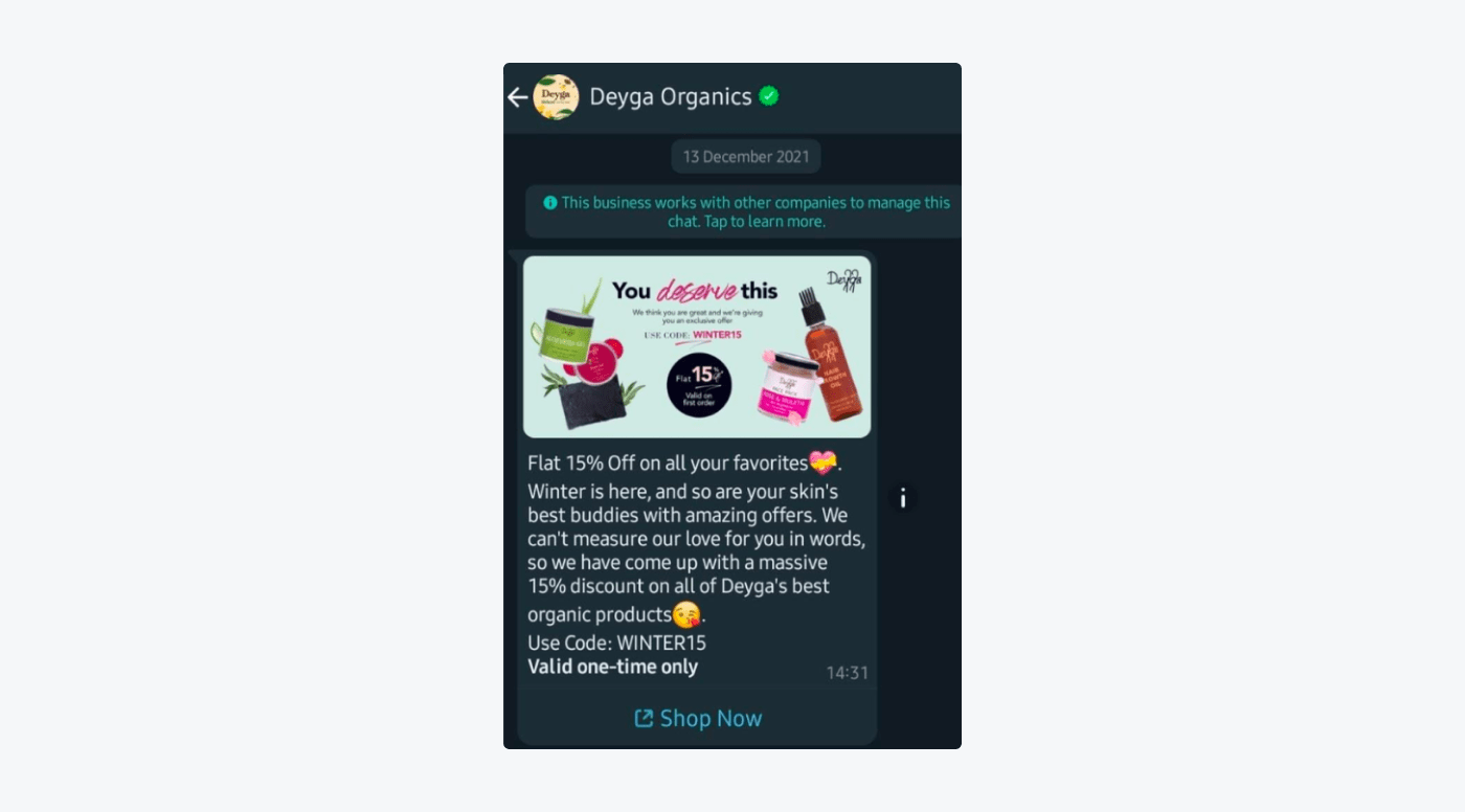 example of WhatsApp marketing automation