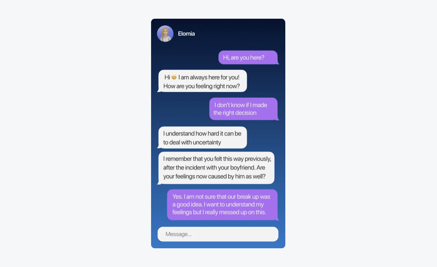 elomia chatbot example