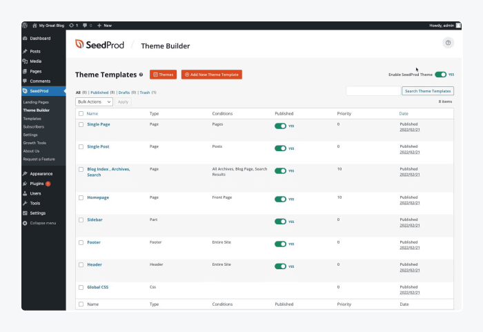 Screenshot of SeedProd plugin on WordPress