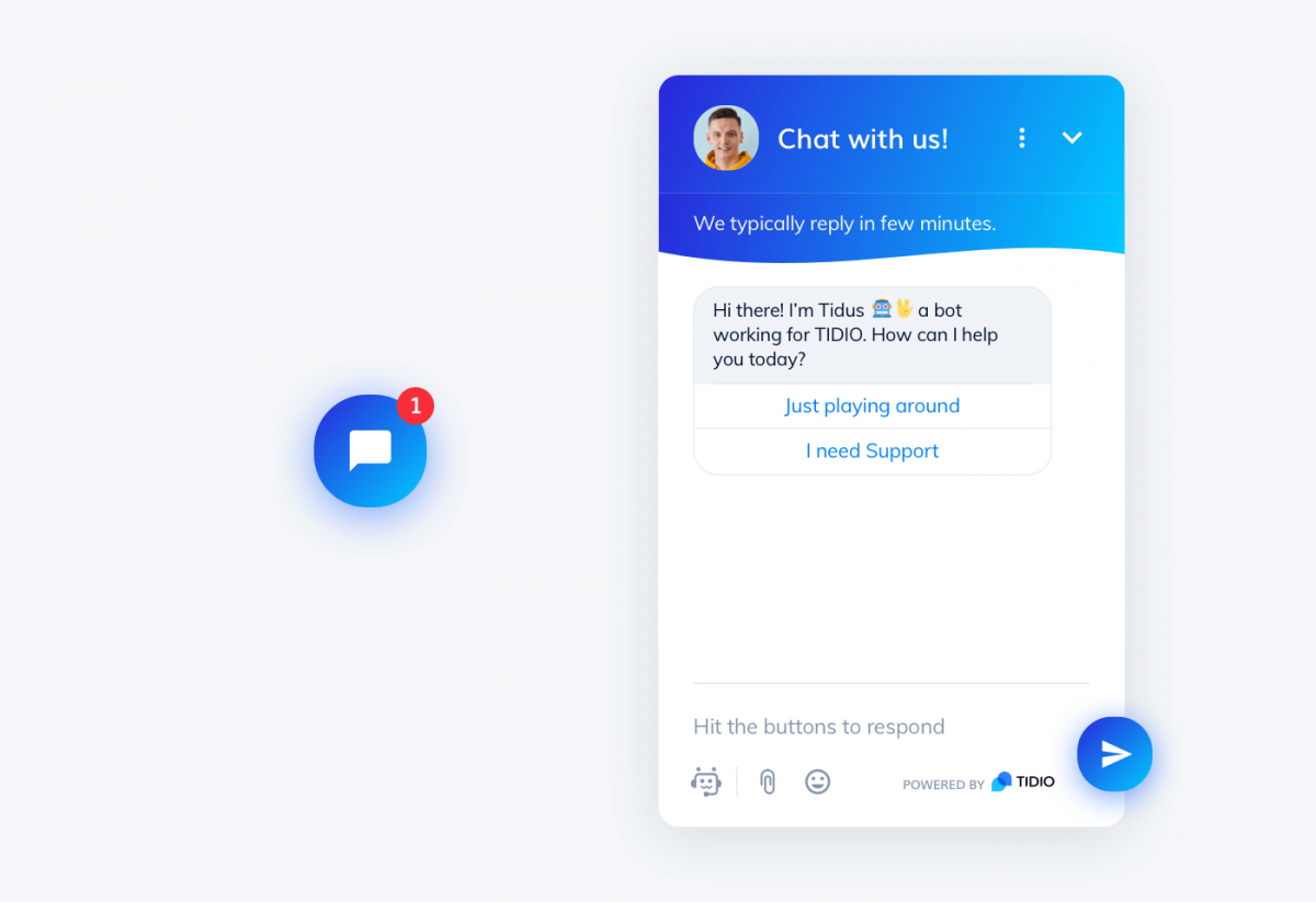 Tidio chat widget and icon 
